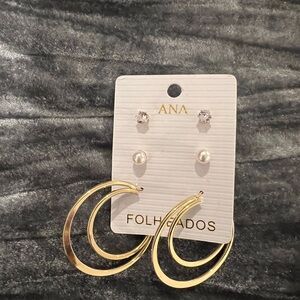 a.n.a Gold Hoop and Stud Earring Set